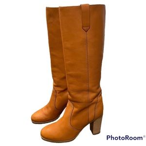 Madewell Tall Knee High Heeled Leather Boots in Kindling size 9 Watchtower Boot